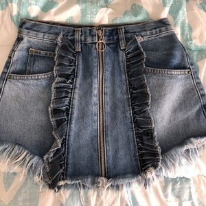 Carmar ruffle denim skirt